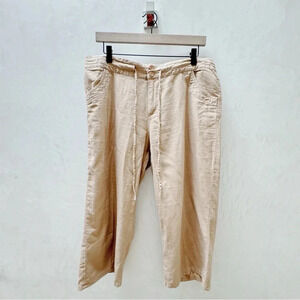 Miss Lili || Linen Tan Capris Pants Large